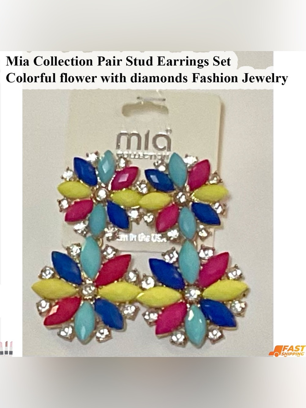 MIA Bright Multicolor Floral Cluster Stud Earrings